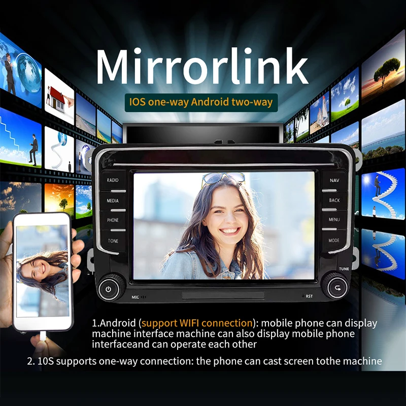 2 Din 7 Inch Android 12.0 Car Radio GPS For VW Volkswagen Skoda Octavia Golf 5 6 Touran Passat B6 Polo Jetta Car Multimedia Play