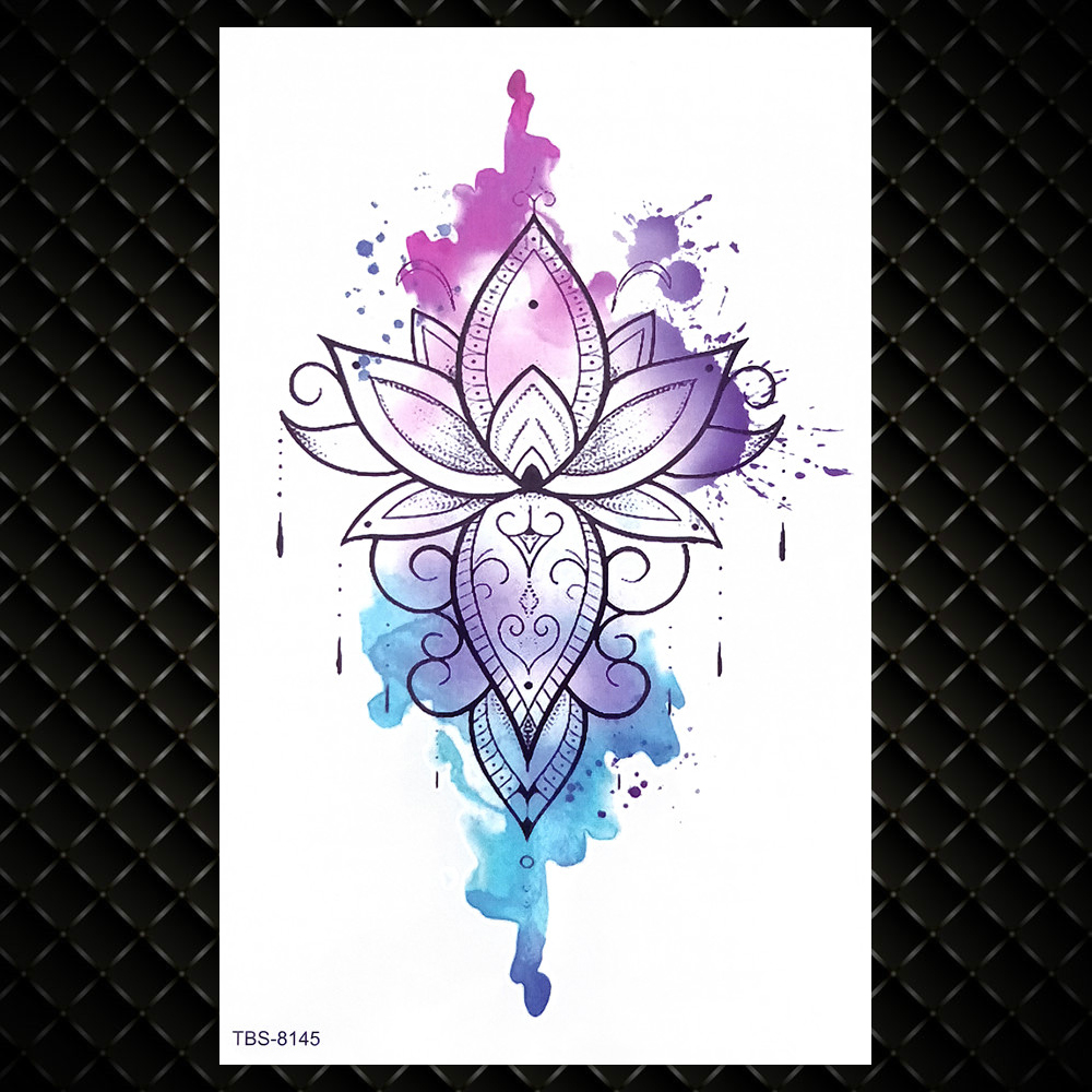 Dreamcatcher Henna Wolf Temporary Tattoos For Men Women Triangle Watercolor Coyote Tattoo Body Art Arm Chest Sketch Fake Tattoos