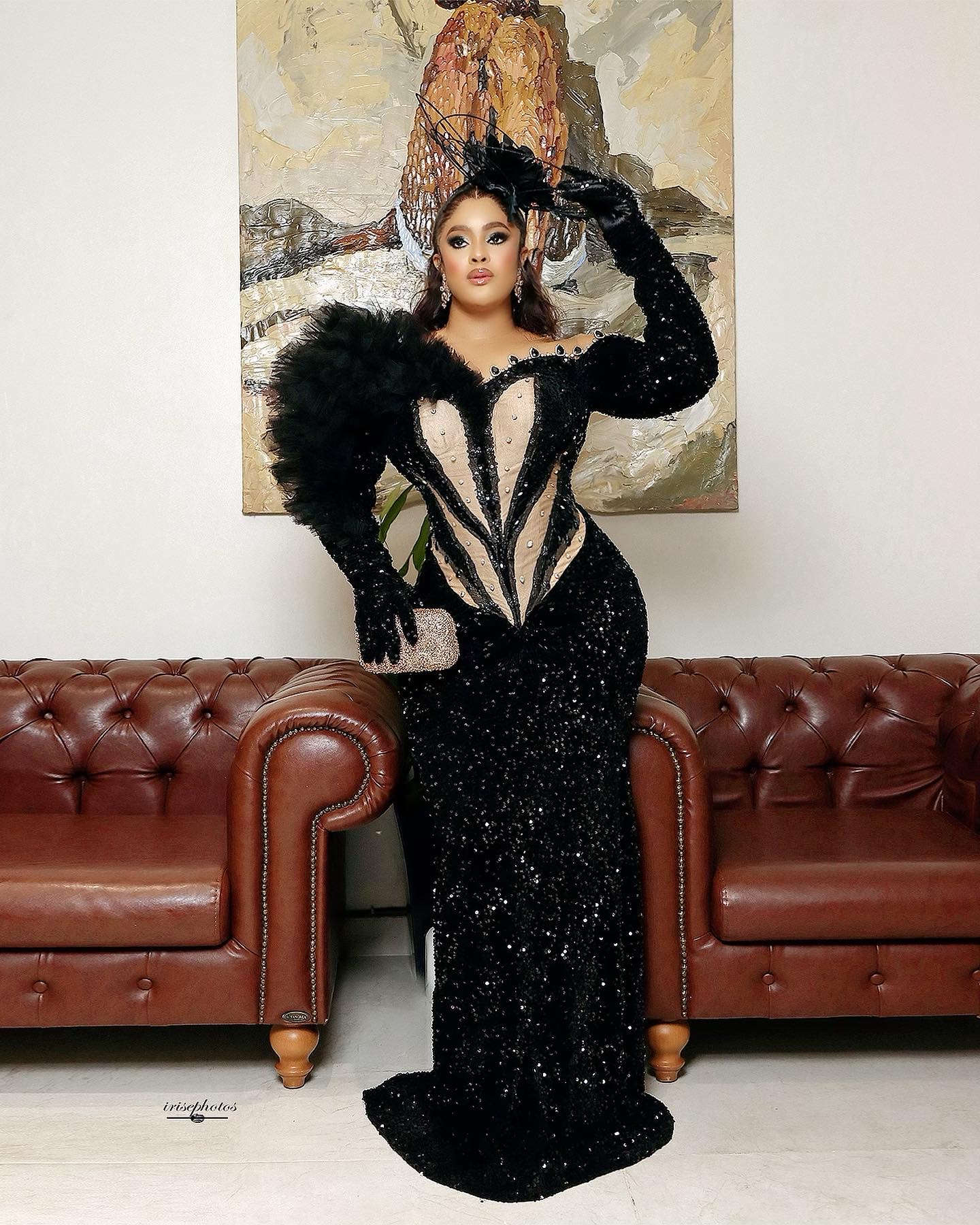 2024 Plus Size Black Mermaid Prom Dresses For Special Occasion Sequined Crystals Evening Formal Party Second Reception Birthday Engagement Gowns Dress