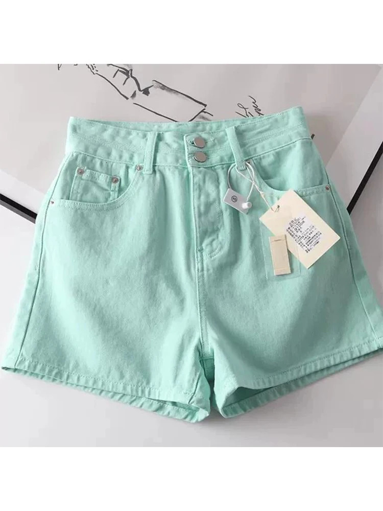 Women Green Denim Shorts Y2k Jeans Short Pants Harajuku Aesthetic Vintage Oversize Mini Cowboy Shorts 2000s Trashy Clothes 240629