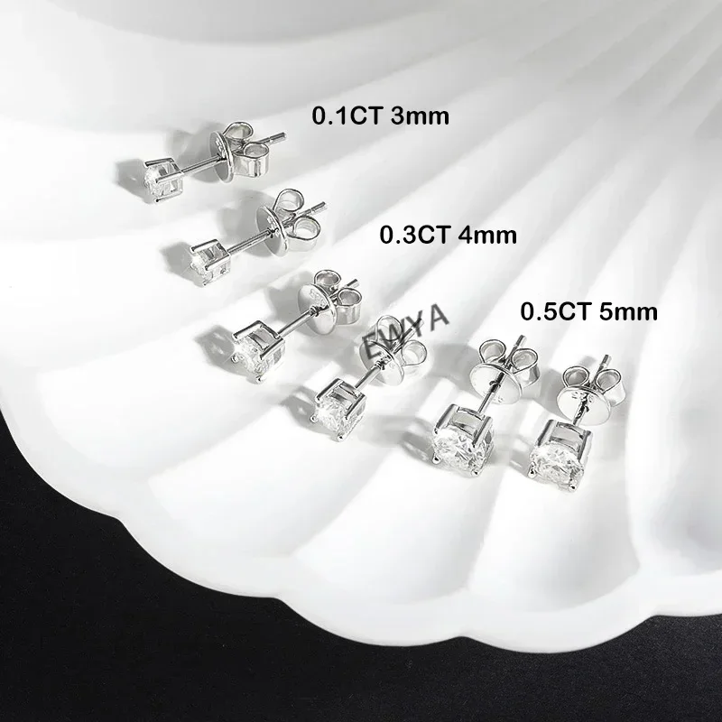 EWYA GRA Certified 0.1-3CT D Color Moissanite Stud Earrings For Women Party Wedding 4 Prong S925 Silver Earring Ear Studs Gift