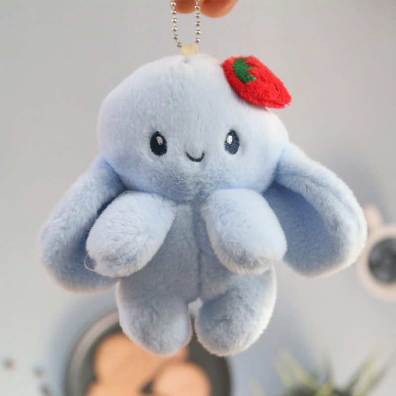 Easter Rabbit Bunny Fur Doll Key Chain for Kids Girls Women Bag Charms Plush Pom Pom Key Ring Toy Cellphone Car Pendant
