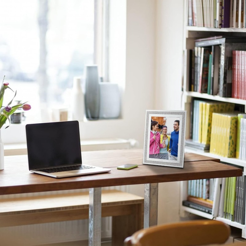 1pcs Glass Picture Glitter Silver Bling Crystal Poster Crushed Diamond Photo Frame Moulding 9 Inch Wide H260306