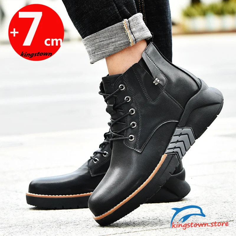 Men Leather Ankle Boots Elevator Shoes Booster Height Increase Insoles 6cm Adjustable Soles Lifts for Man British 240620