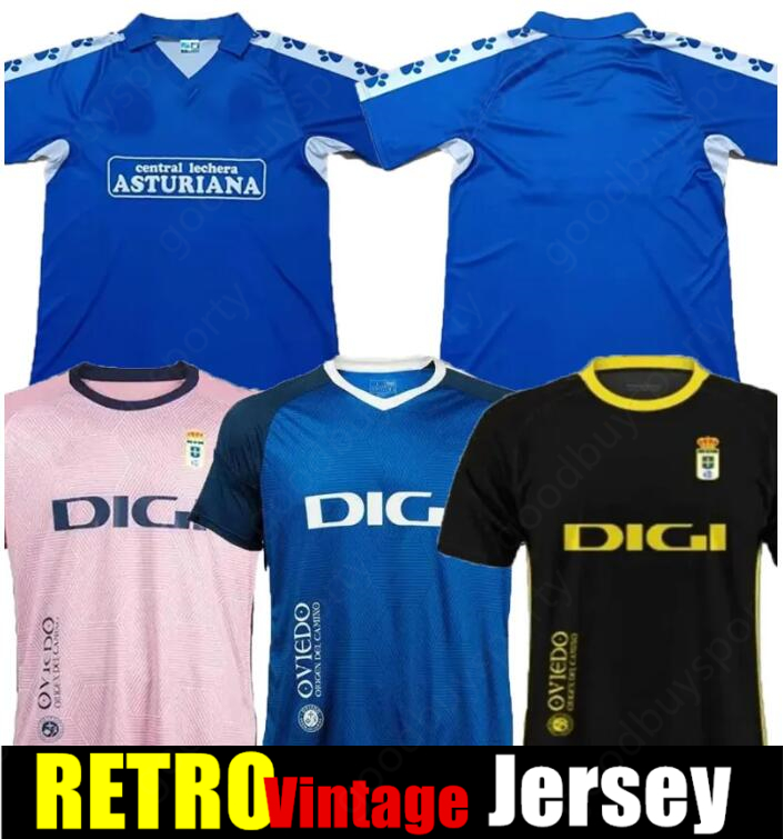 RETRO 9091 Real Oviedo 23 24 Home Soccer Jerseys 1990 1991 Retro CAZORLA CAMARASA HUGO ALEMAO SEOANE RFOLCH YMOSSA BORJA men kids Football Shirt