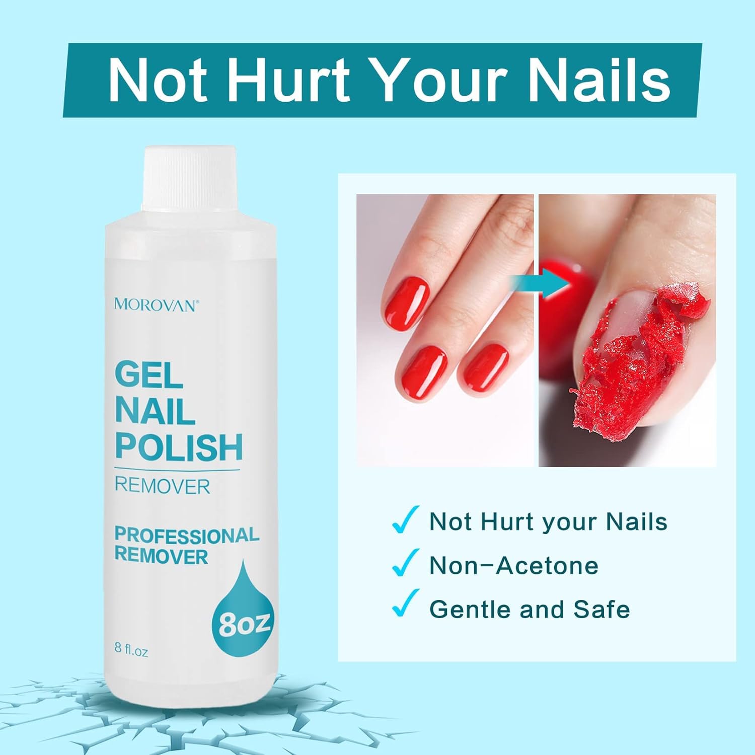 Nail Gel Remover Acetone Free Nail Polish Remover for Nails Remove Soak-Off Nature Nail Gel Polish Acrylic Dip (80ml / 240ml)