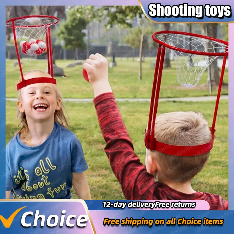 2 Packs Head Hoop Basketball Game Adjustable Basket Net Headband for Carnival Party Birthday Party Family Indoor Outdoor Game
