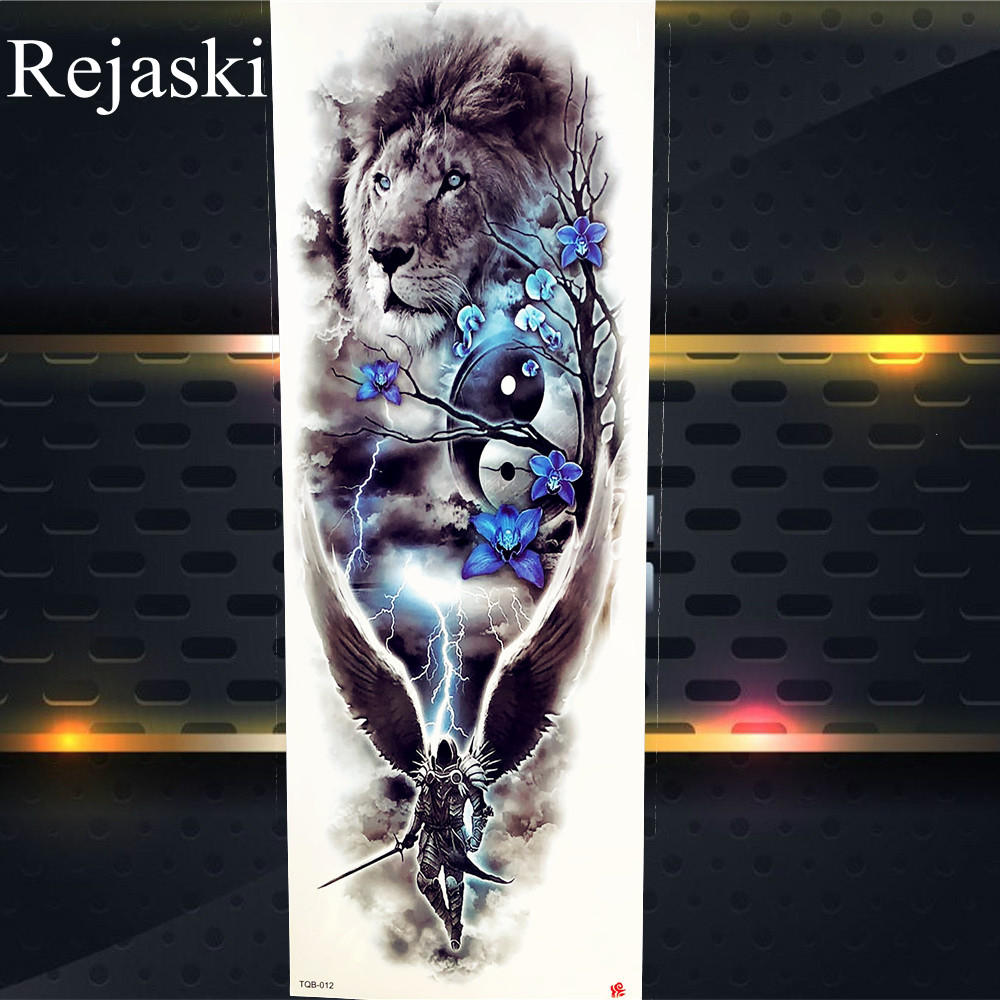 Angel Wings Full Arm Temporary Tattoo Sleeve For Men Women Large Big Legs Waterproof Fake Temp Washable Black Tattoo Stickers