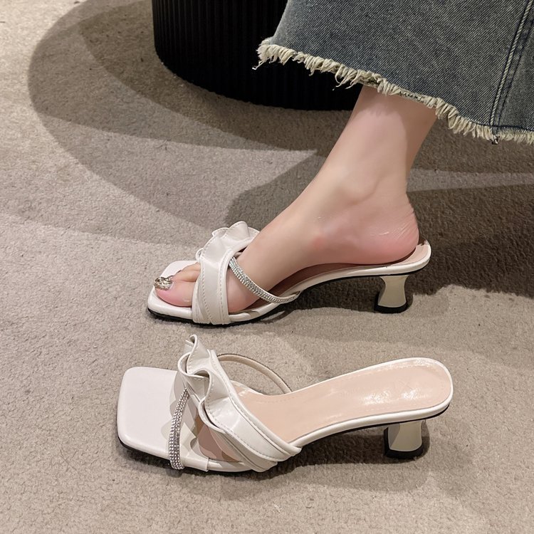 Women Slippers High Heel New Fashion Sandals Dia Outer Wear Triple Beige Gold hot Sier Free shipping