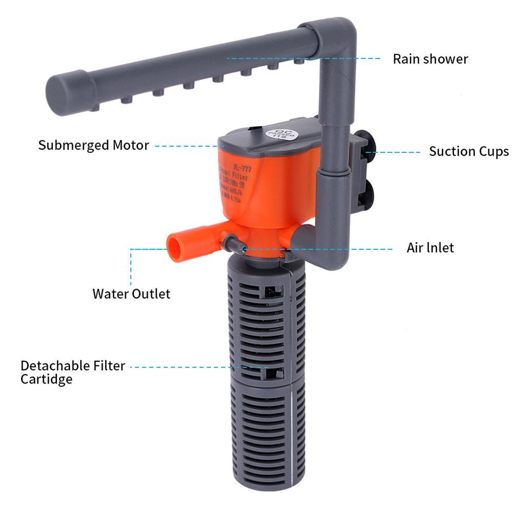 3-in-1 Submersible Aquarium Internal Filter, Filter With Water Pump for Fish Tank