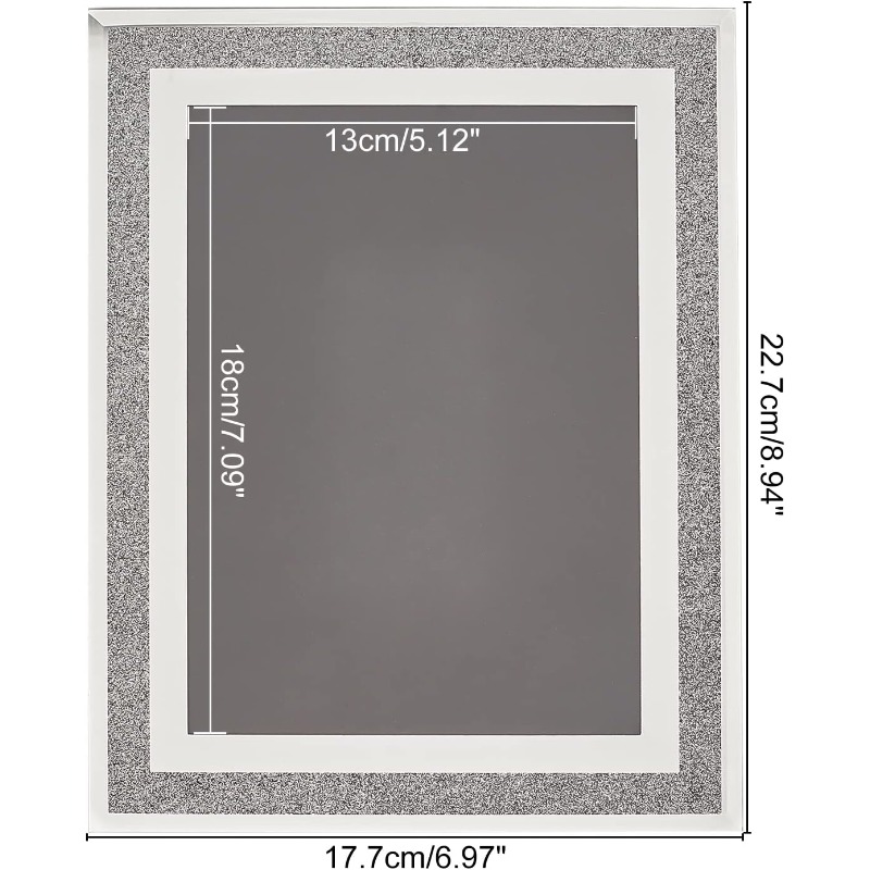 1pcs Glass Picture Glitter Silver Bling Crystal Poster Crushed Diamond Photo Frame Moulding 9 Inch Wide H260306