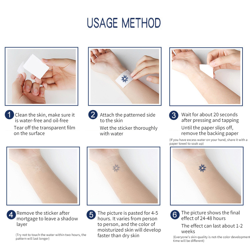 1PC Semi-permanent Tattoo Stickers Plant Lasting Big Picture Tattoo Blue Flower Arm Non-reflective Herbal Juice Tattoo Stickers