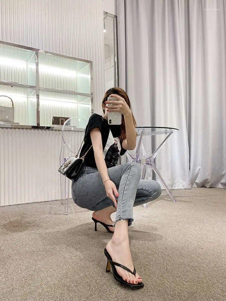 Slippers Comemore 2024 Women Slipper Summer Footwear Outdoor Sandals Ladies Women's Flip ps Thin High Heels Slides Elegant Shoes