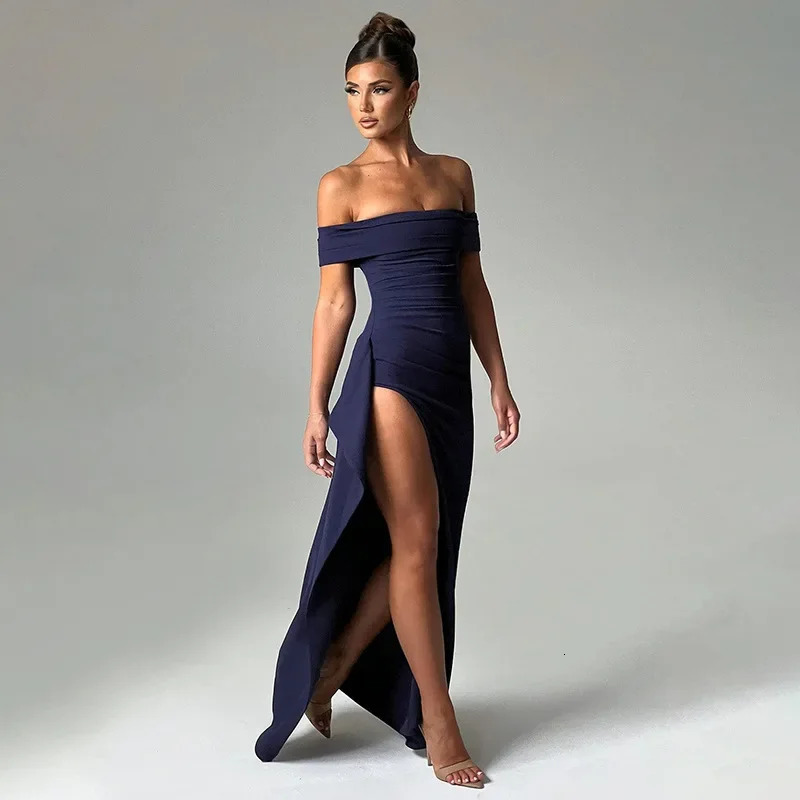 Spring Summer Style Sleeveless Open Back Dress Sexy Spicy Elegant Tight Side Slit Long 240627