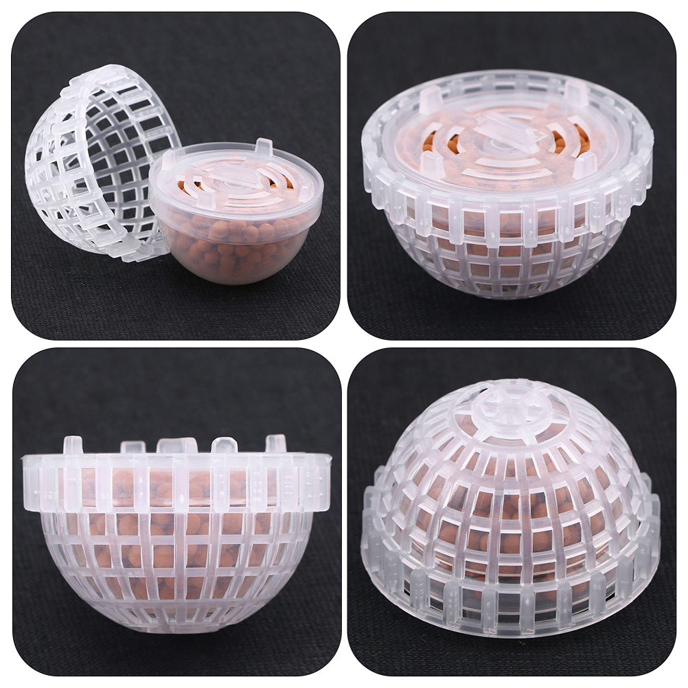 2 Pcs Moss Valued Hemisphere Balls Plastic Filter Fish Tank Ceramsite Decor Water Grass Shrimp Hiding Houses
