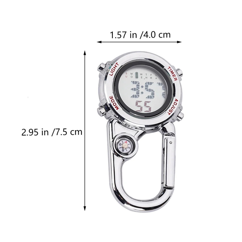 Multifunction Hook Up Carabiner Watch Sports Digital Watches Portable Mini Clip On Watch Clip Fashion Watch Gifts for Men Women 240626