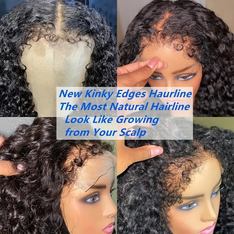 Kinky edge Wigs Short Bob 13x4 Front 180% Frontal Human PrePlucked Baby Hair band Lace Closure Curly Wig 240625