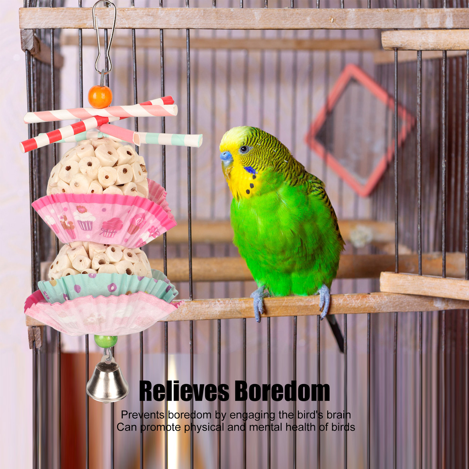 Cake Bird Foraging Toy Edible Soft Boredom Relief Parrot Shredding Chewing Toy For Cockatiel Budgie Single Ball String