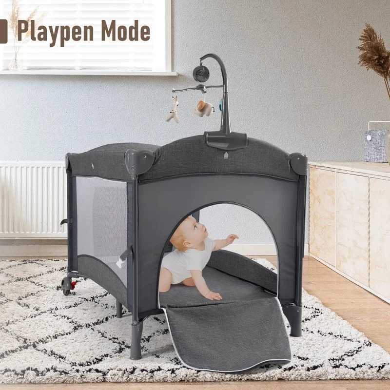 Baby Cribs 5 in 1 Baby CribBassinet Bedside Cribs Pack and Play with Changing Table Portable Travel Playpen WX