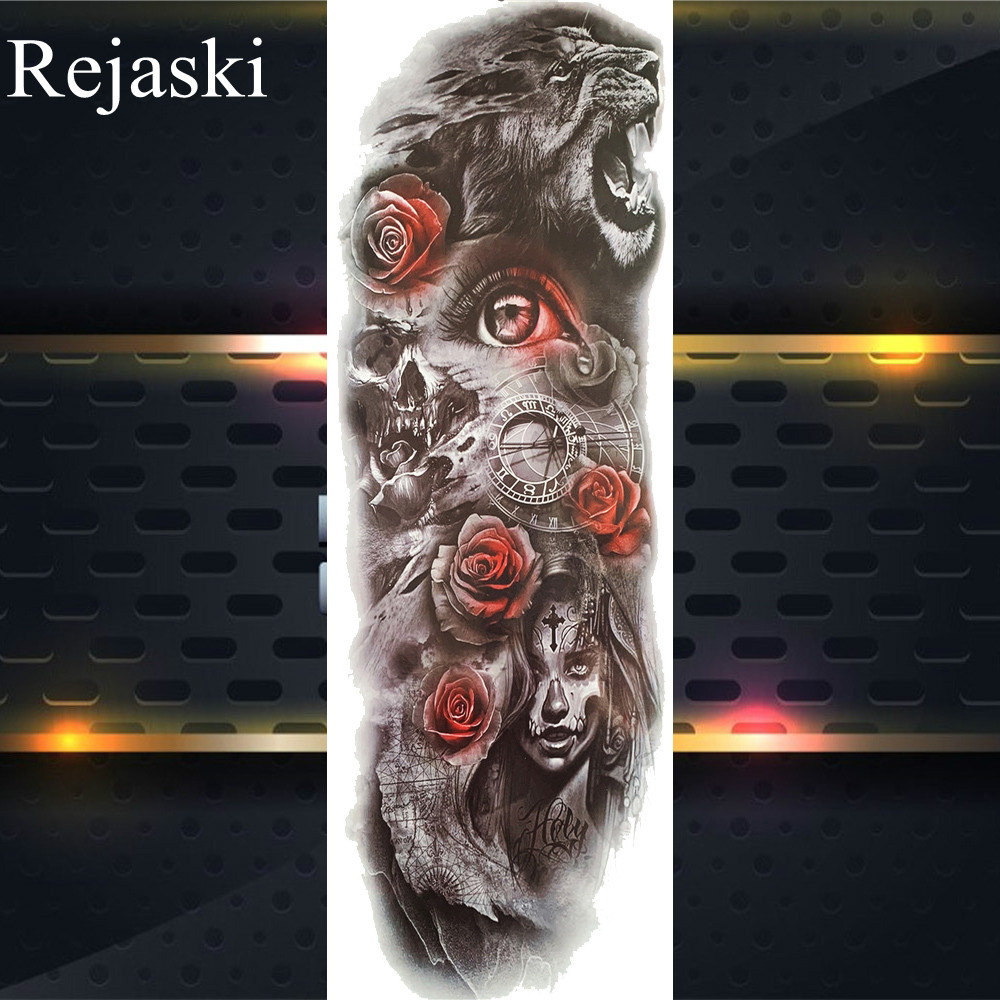 Angel Wings Full Arm Temporary Tattoo Sleeve For Men Women Large Big Legs Waterproof Fake Temp Washable Black Tattoo Stickers