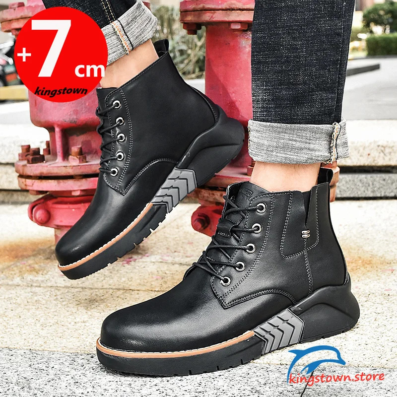 Men Leather Ankle Boots Elevator Shoes Booster Height Increase Insoles 6cm Adjustable Soles Lifts for Man British 240620
