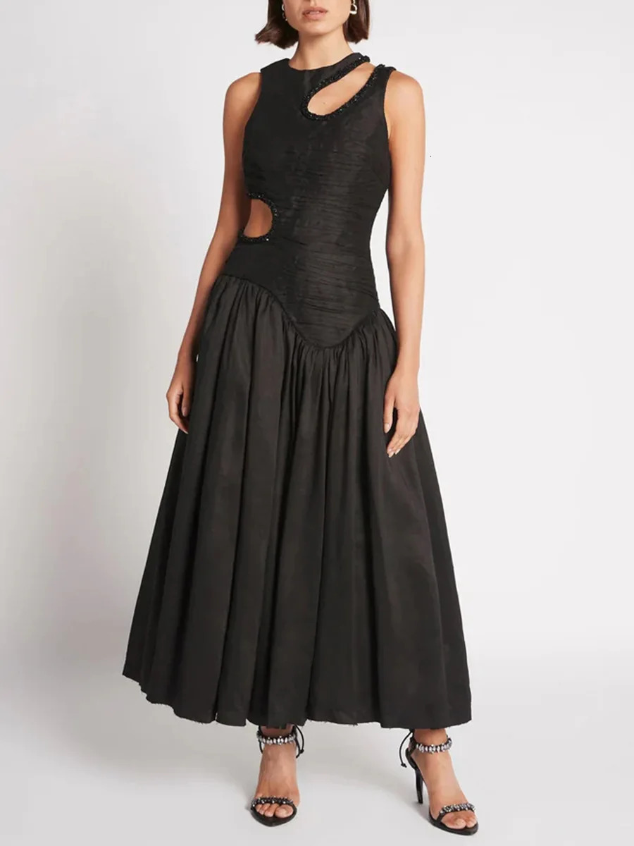 womens party dress elegant suspender irregular hollow out summer dresses printed embroidered aline swing bodycon maxi 240627