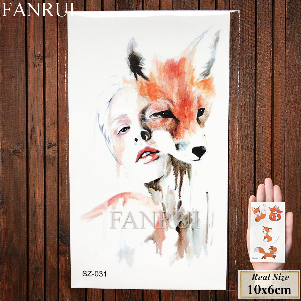 Temporary Tattoo Watercolor Women Lotus Fake Tattoo Stickers Men Black Sketch Forest Wolf Water Transfer DIY Tatoos Rose Flower