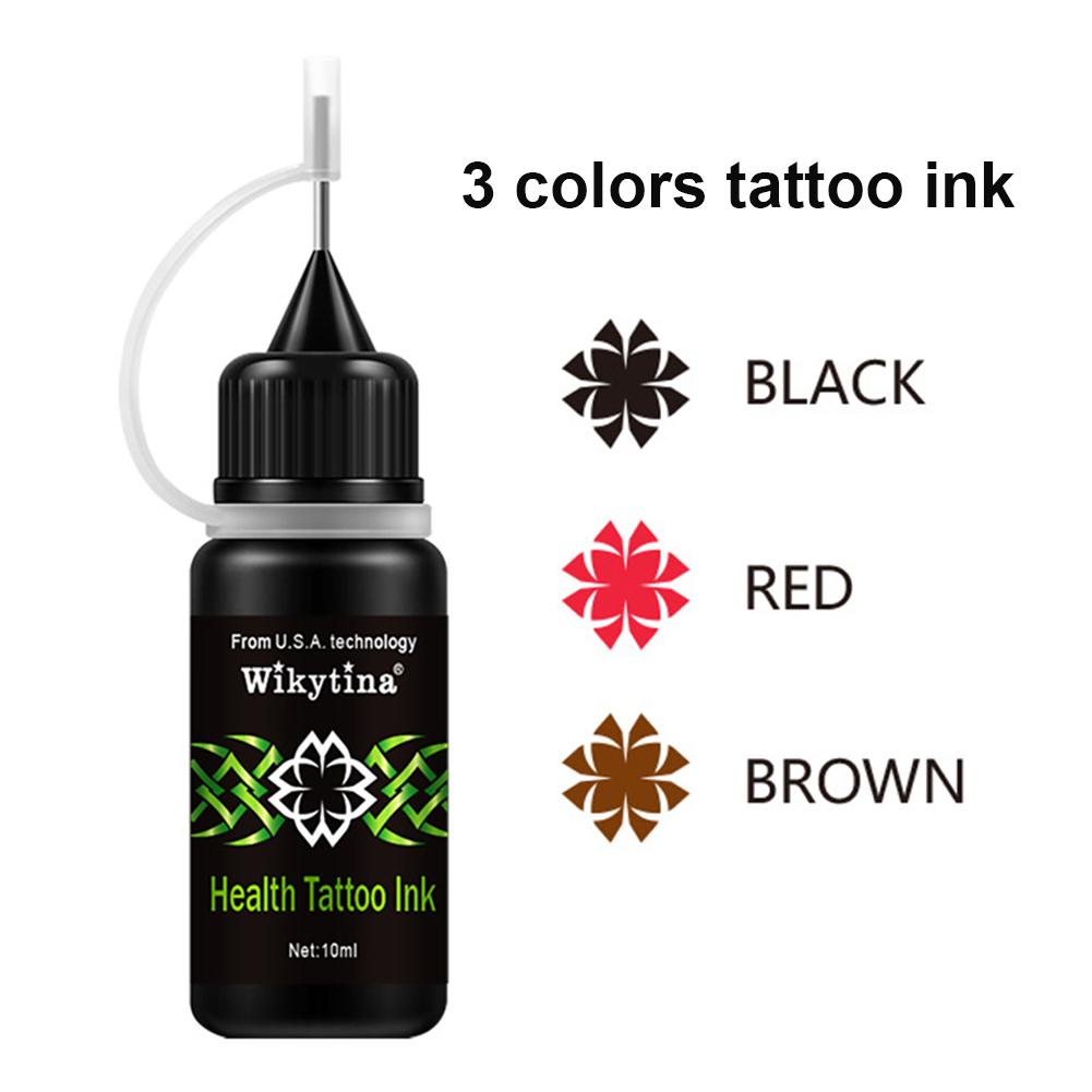 Temporary Tattoo Kit Semi-Permanent Tattoo Set with 171 pcs Free Tattoo Stencils Full Kit 4 Bottles (Black Red Brown)