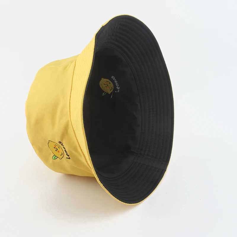 Wide Brim Hats Bucket Hats Panama Bucket Hats Women Men Summer Sun Hat Lemon Pineapple ato Embroidered Fishing Hat Bob Hip Hop Caps