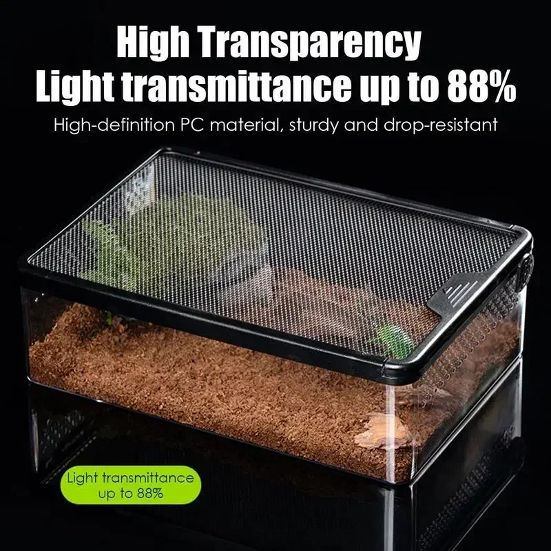 Reptile Feeding Boxs Transparent Amphibian Insect Reptile Breeding Box Ventilated Hatching Container Reptile Terrarium Tanks