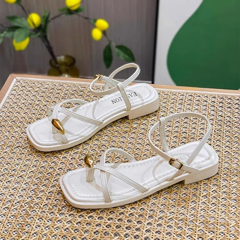 Heeled Sandals Shoes Womens Black Beach Summer Girls Low Comfort Sports Casual Solid 240629