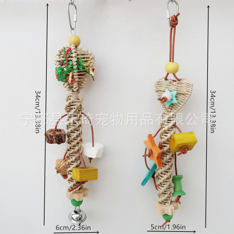 Natural Bamboo Rattan/Paper Weaving Cage Pet Bird Chewing Toys Parrot Cage Foraging Shredder Bird Accessories 앵무새용품