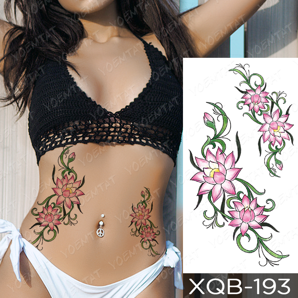 Waterproof Temporary Tattoo Sticker Lotus Butterfly Rose Flash Tattoos Flowers Bird Dreamcatcher Body Art Arm Fake Sleeve Tatoo
