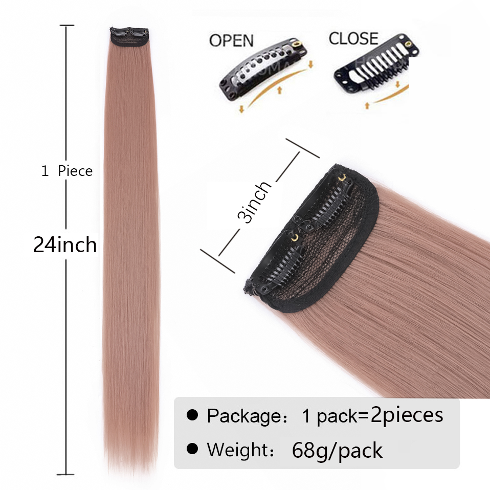 S-noilite Synthetic 1Pack Long Multi-colors Straight Clip In Hair Extensions Colored Party Highlights Hairpiece For Girls Party