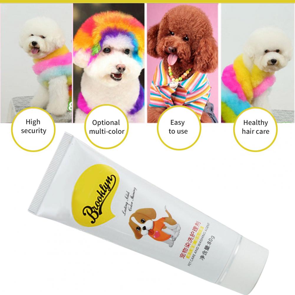 80g Pet Dog Cats Hair Color DIY Dye Agent Semi Permanent Dye Cream Non-Fading Colorful Dog Hair Bright Coloring Dyestuff Pigment