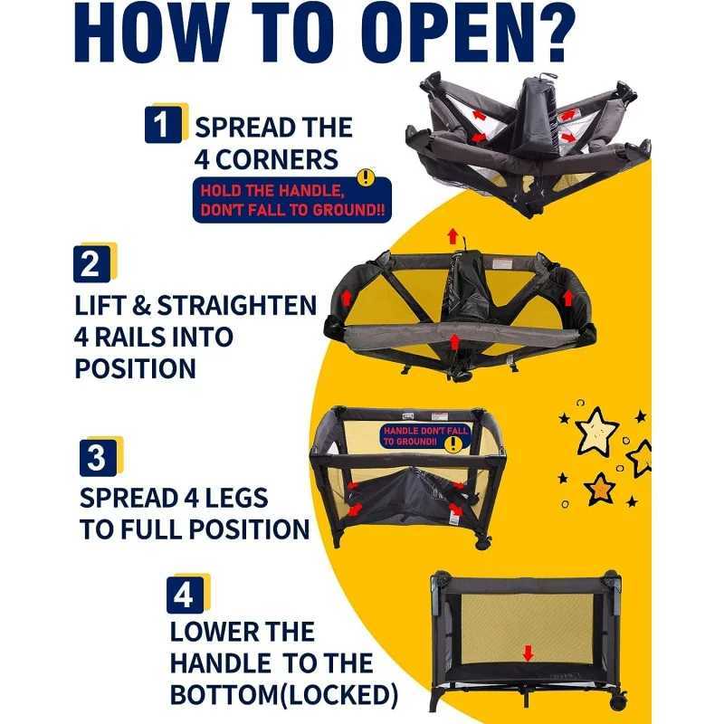 Baby Cribs 4 in 1 Baby Bassinet Bedside Sleeper Crib 4 Functions Playard Changing Table Bab WX