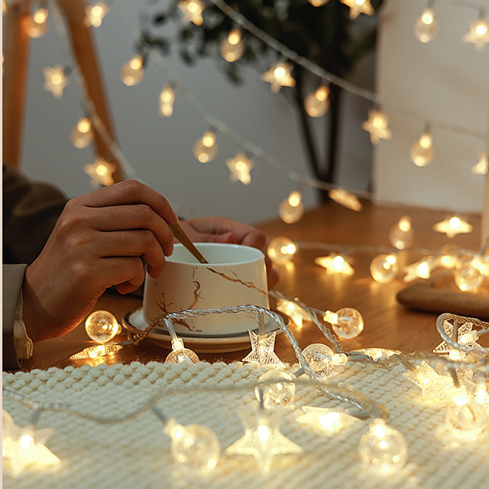 Garland Lights LED Ball Star Fairy String Waterproof Outdoor Lamp Christmas Holiday Wedding Party Light Decor USB/Battery Power