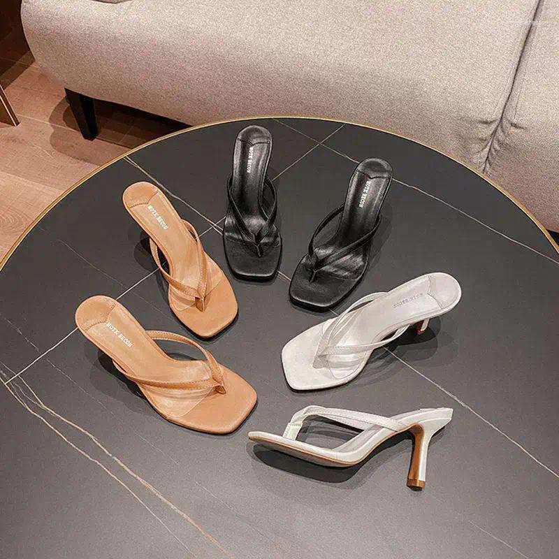 Slippers Comemore 2024 Women Slipper Summer Footwear Outdoor Sandals Ladies Women's Flip ps Thin High Heels Slides Elegant Shoes