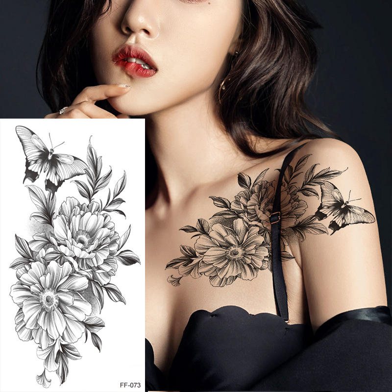 100 Sheets Wholesales Beauty Body Arm Temporary Tattoos Flash Art Black Flower Rose Women Sleeve Waterproof Fake Tatoo Sticker