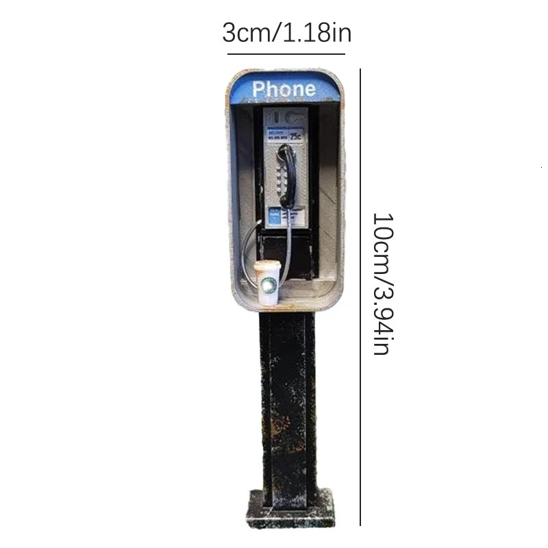 Miniature American Payphone In 1 12 Scale Mini Vintage Style Dollhouse Furniture Phone Booth Model Accessorries Decoration 240624