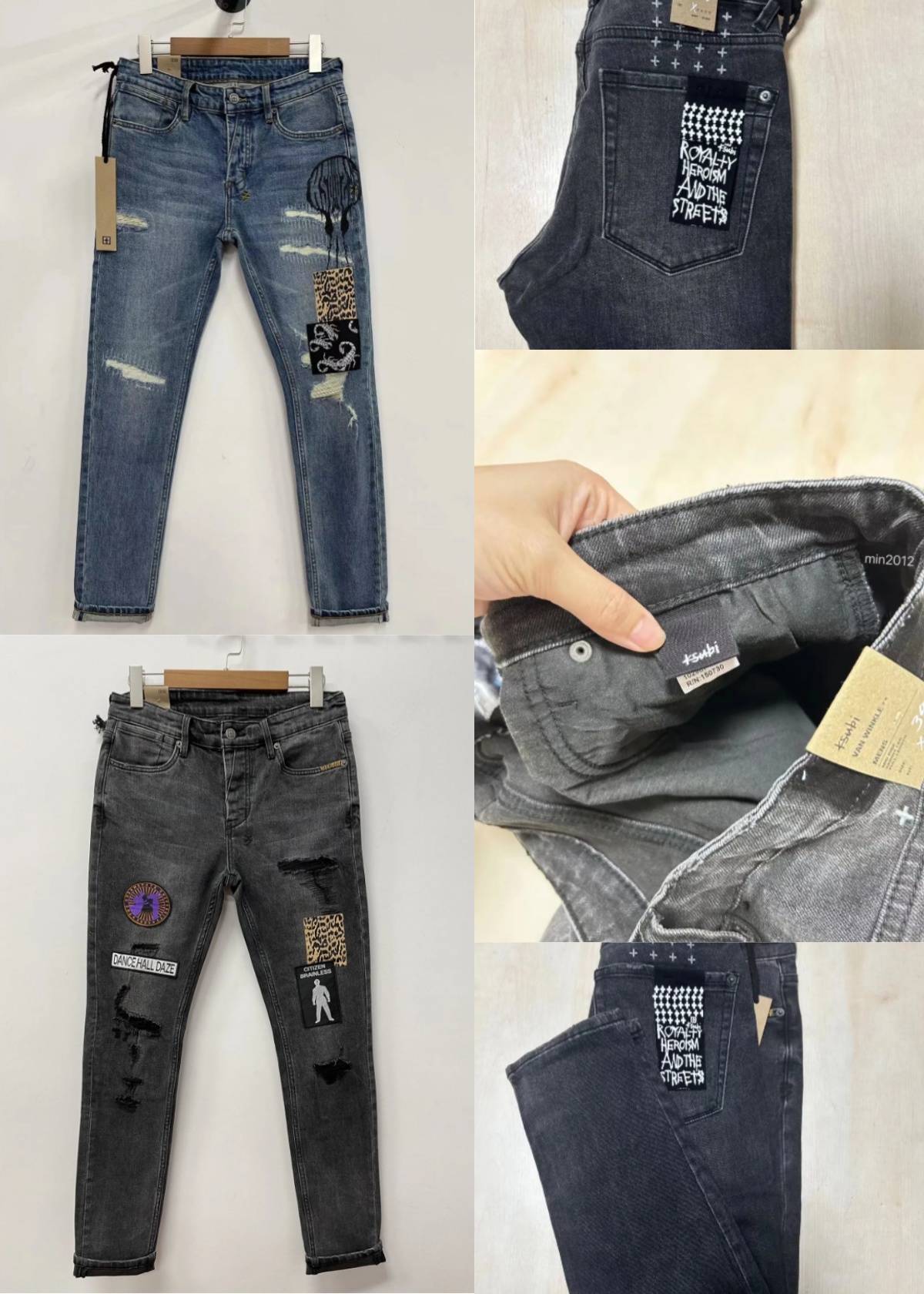 Ksubi Mens Casubi Mid Rise Elastic Tight Skinny Jeans in Junan TNNI H9XO s