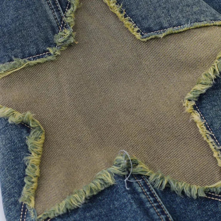 Aelfric Eden Retro Embroidery Star Patch Baggy Denim Shorts Men Jeans Shorts Y2K Harajuku Streetwear Summer Casual Short Pants 240626