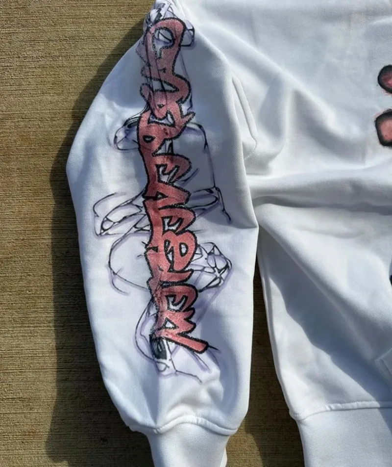 Flower letter print aesthetic fashion oversized hoodies for women y2k American retro versatile casual couple sweatshirts 240627