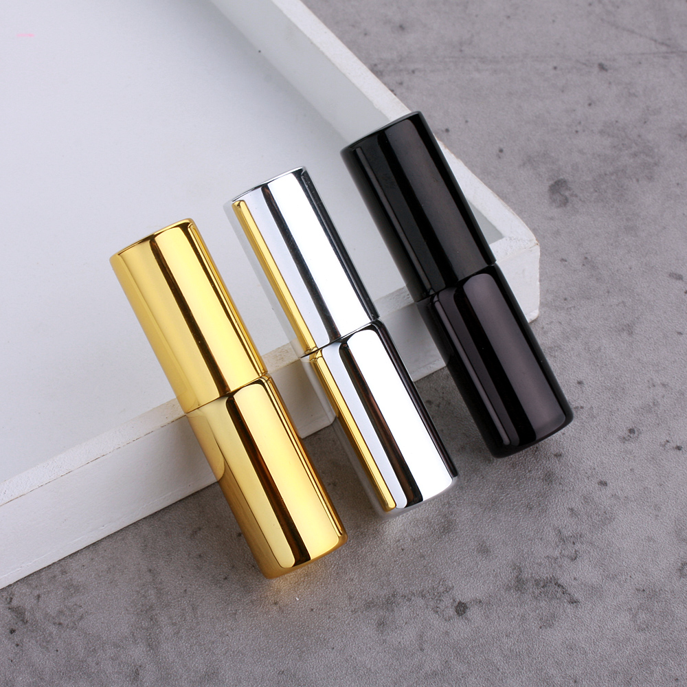 50Pcs/lot 5ML Mini Spray Bottle Black Gold Silver Refillable Glass Perfume Bottle Portable Cosmetic Sample Vial