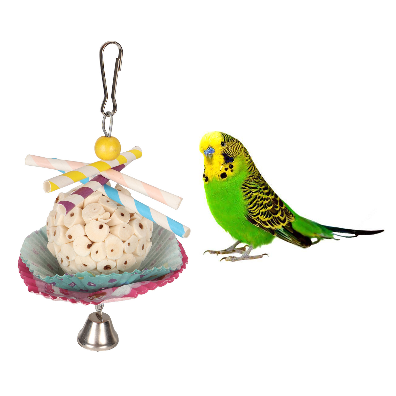Cake Bird Foraging Toy Edible Soft Boredom Relief Parrot Shredding Chewing Toy For Cockatiel Budgie Single Ball String
