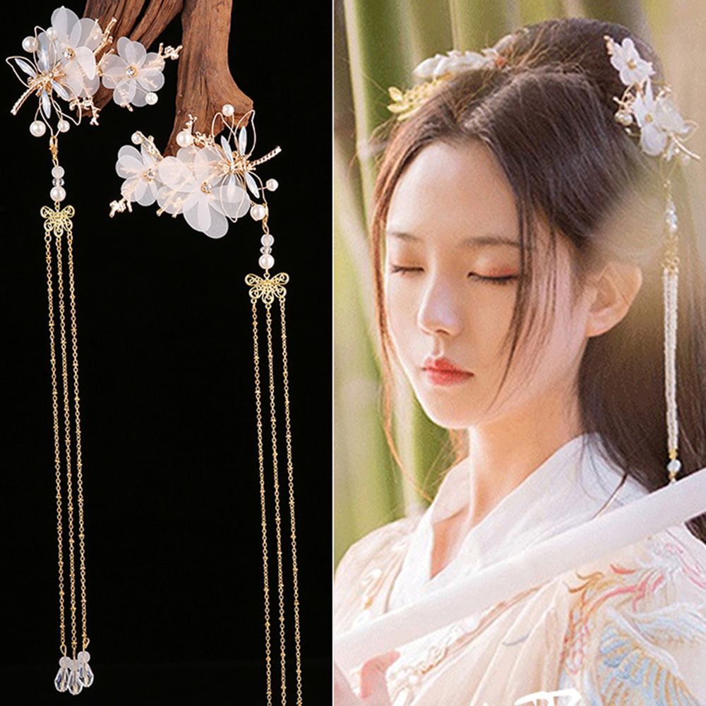 Chinese Style Tassel Hairpin Elegant Classical Hair Stick Dragonfly Butterfly Hair Pin Wedding Headwear Hair Accessories