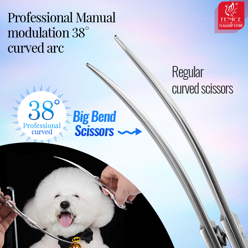 Fenice JPVG10 Steel 6.25/6.5//7/7.25/ Inch Dog Cutting Beauty Pet Dogs Grooming Scissors Straight Curved Thinner Chunker Shears