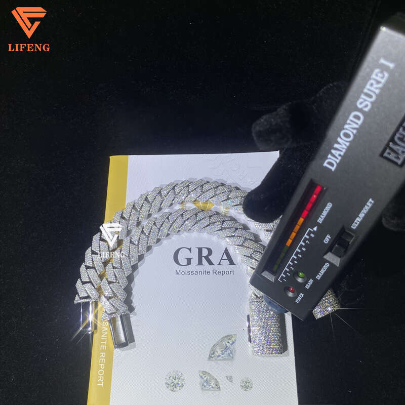 15Mm 4 18Mm Wide 3 Rows Sliver Mossanite Chain Iced Out Cuban k Bracelet For Men
