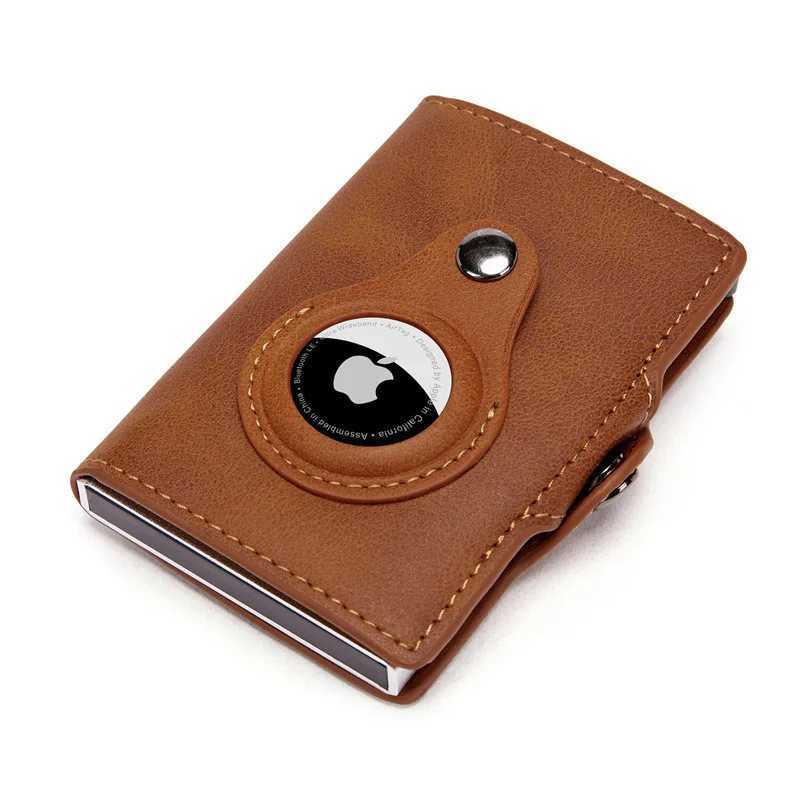 Money Clips Airtag Mens Wallet New Metal Aluminum Box Case Rfid Anti-theft Swipe Credit Card Holder Genuine Leather Short Zipper Coin PurseL246