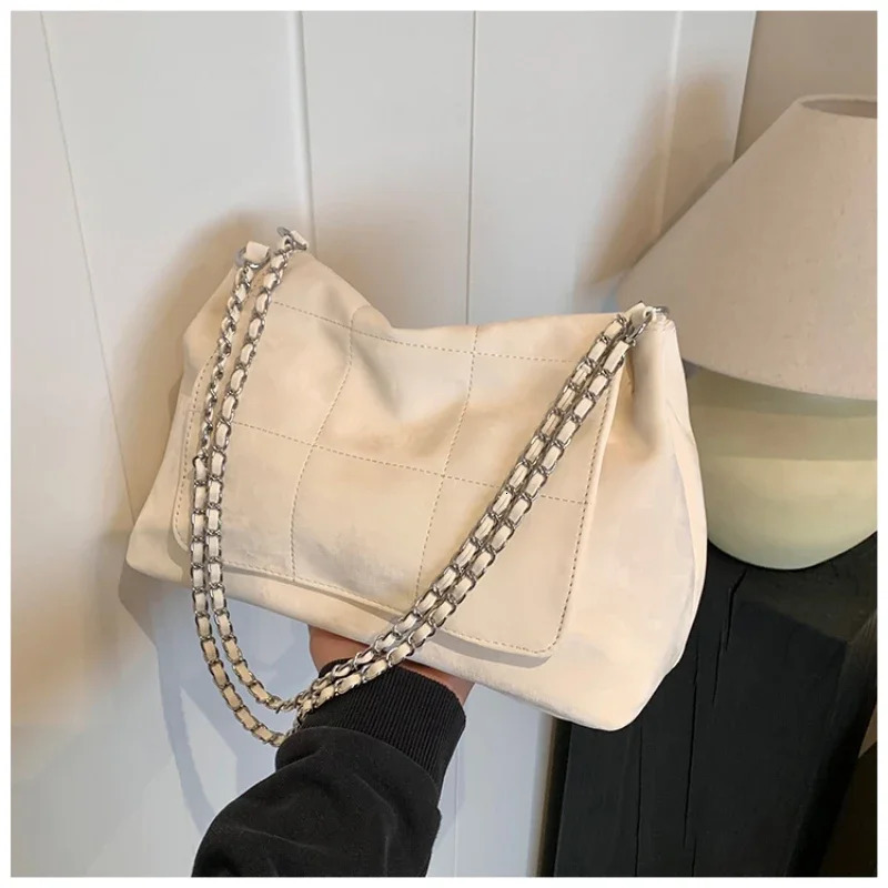 Suede Solid Color 2024 Selg er Buckle High Beauty Fashion Shoulder Bag Soft Versatile Simple Handbag 240929 7e67 4